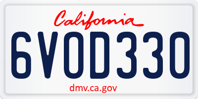 CA license plate 6VOD330