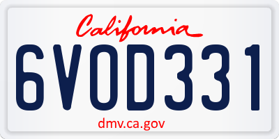 CA license plate 6VOD331