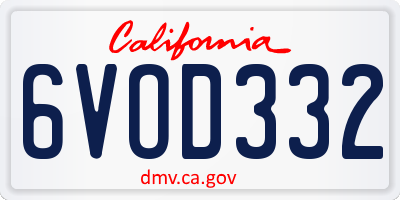 CA license plate 6VOD332