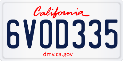 CA license plate 6VOD335