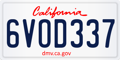 CA license plate 6VOD337