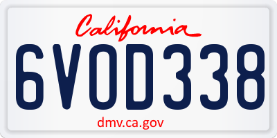 CA license plate 6VOD338