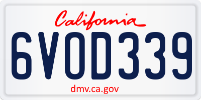 CA license plate 6VOD339