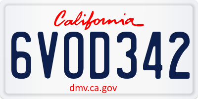 CA license plate 6VOD342