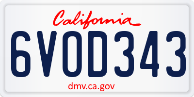CA license plate 6VOD343