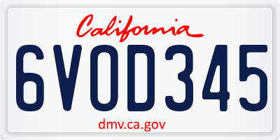 CA license plate 6VOD345