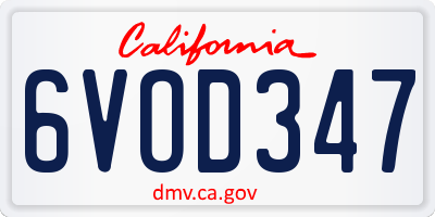 CA license plate 6VOD347
