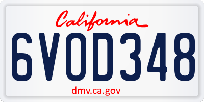 CA license plate 6VOD348