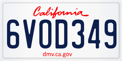 CA license plate 6VOD349