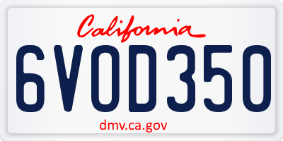 CA license plate 6VOD350