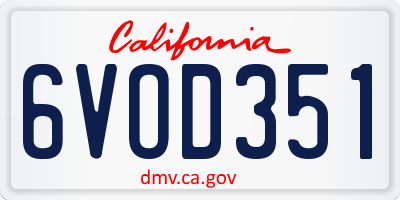 CA license plate 6VOD351