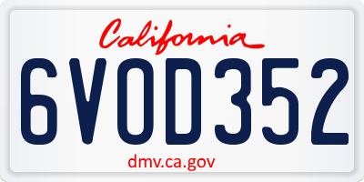 CA license plate 6VOD352