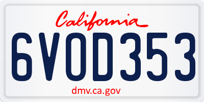 CA license plate 6VOD353