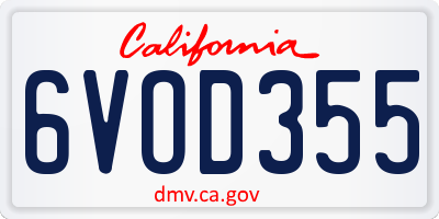 CA license plate 6VOD355