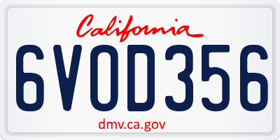 CA license plate 6VOD356