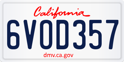 CA license plate 6VOD357