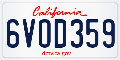 CA license plate 6VOD359