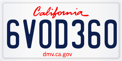 CA license plate 6VOD360