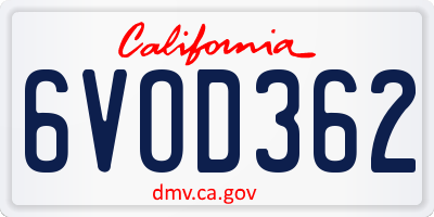 CA license plate 6VOD362