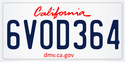 CA license plate 6VOD364