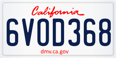 CA license plate 6VOD368