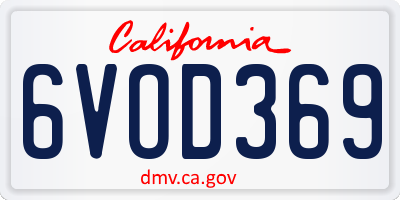 CA license plate 6VOD369