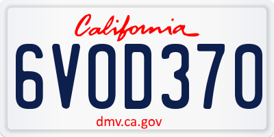 CA license plate 6VOD370