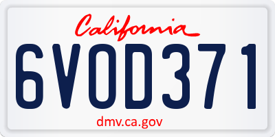 CA license plate 6VOD371
