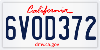 CA license plate 6VOD372