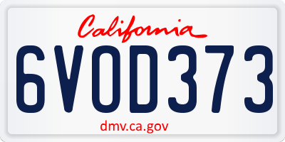 CA license plate 6VOD373