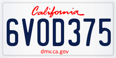CA license plate 6VOD375
