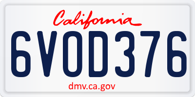 CA license plate 6VOD376