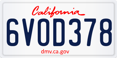 CA license plate 6VOD378