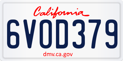 CA license plate 6VOD379