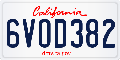 CA license plate 6VOD382