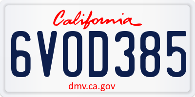 CA license plate 6VOD385