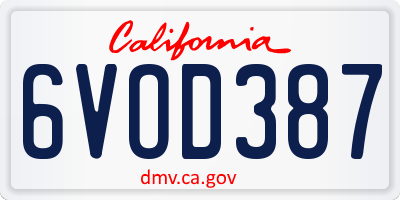 CA license plate 6VOD387