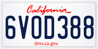 CA license plate 6VOD388