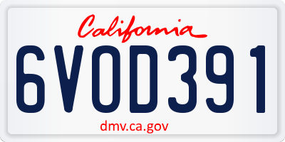 CA license plate 6VOD391