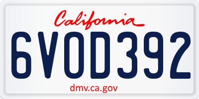 CA license plate 6VOD392