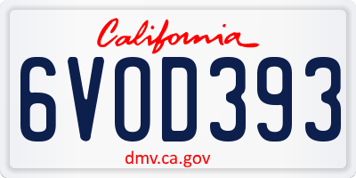 CA license plate 6VOD393