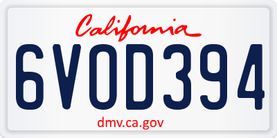 CA license plate 6VOD394