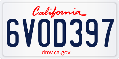 CA license plate 6VOD397
