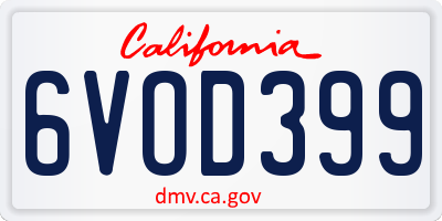 CA license plate 6VOD399