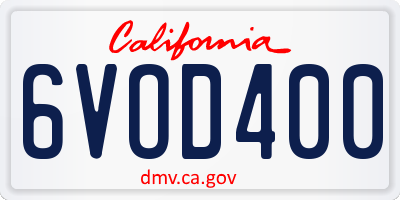 CA license plate 6VOD400