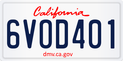 CA license plate 6VOD401