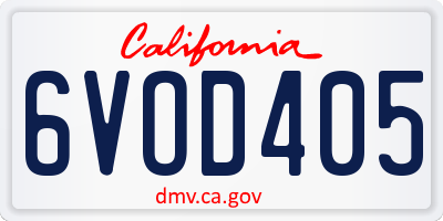 CA license plate 6VOD405