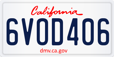 CA license plate 6VOD406