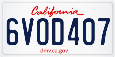 CA license plate 6VOD407