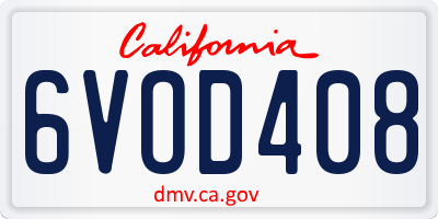 CA license plate 6VOD408
